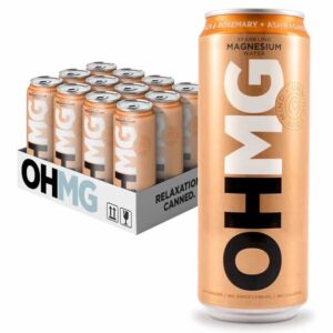 OHMG Sparkling Magnesium Water Peach, Rosemary & Ashwagandha.