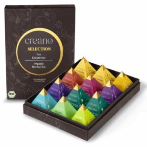 Creano Premium Organic Herbal Tea Selection Box (12 Pyramid Bags Edition)