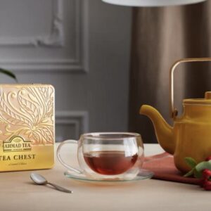 Tea Chest Four Caddy with 4 Black & Green Teas - 40 Teabags
