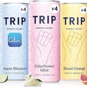 TRIP Sparkling Drink with 120MG calming Magnesium + Lion’s Mane + Chamomile + Lemon Balm. Low Calorie and Vegan