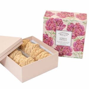 FARMHOUSE BISCUITS LEMON & COCONUT WHIRLS RIGID BOX WITH SLEEVE, 250G