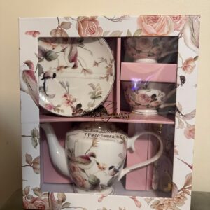 Grace Teaware Cottage Rose & Birds Magnolia Garden 7 Piece Set Fine Porcelain