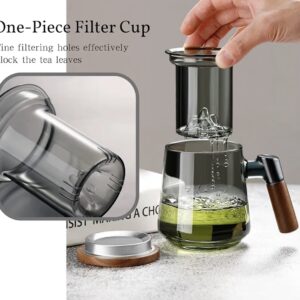 JanYoo 500ml Glass Tea Cup with Infuser and Lid