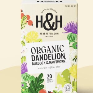 Heath & Heather DANDELION BURDOCK & HAWTHORN ORGANIC HERBAL TEA BAGS