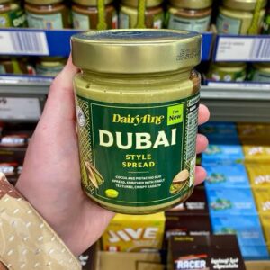 Dairy fine chocolate pistachio spread